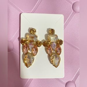NWT Gorgeous Pink Gold Rose Sparkling Statement Earrings